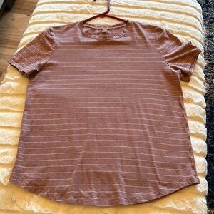 Lululemon Love Crew Short Sleeve T-Shirt in Heather Spiced Chai w/white stripe